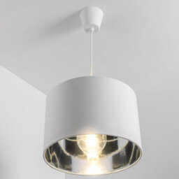 CGC Lighting Cgc Nila Luxury Cream Velvet & Silver Inner Round Pendant Drum Shade - thumbnail 4