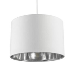 CGC Lighting Cgc Nila Luxury Cream Velvet & Silver Inner Round Pendant Drum Shade - thumbnail 2