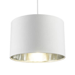 CGC Lighting Cgc Nila Luxury Cream Velvet & Silver Inner Round Pendant Drum Shade - thumbnail 3