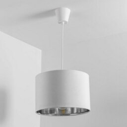 CGC Lighting Cgc Nila Luxury Cream Velvet & Silver Inner Round Pendant Drum Shade - thumbnail 6