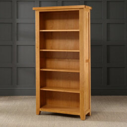 The Furniture Market Cheshire Oak Large Tall Bookcase With 4 Adjustable Shelves - thumbnail 3