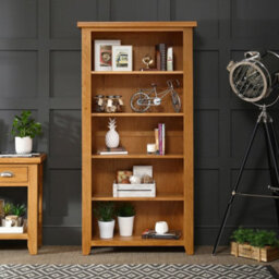 The Furniture Market Cheshire Oak Large Tall Bookcase With 4 Adjustable Shelves - thumbnail 2