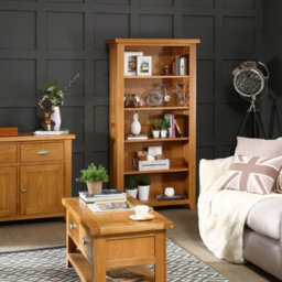 The Furniture Market Cheshire Oak Large Tall Bookcase With 4 Adjustable Shelves - thumbnail 6