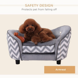 Pawhut Dog Sofa Pet Couch For Xs Dogs W/ Removable Sponge Padded Cushion - Grey - thumbnail 7