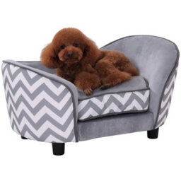 Pawhut Dog Sofa Pet Couch For Xs Dogs W/ Removable Sponge Padded Cushion - Grey - thumbnail 2