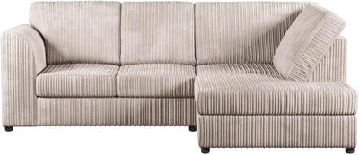 SOFASELECTIONUK LTD Sofa Selection Jumbo Cord High Back 4 Seater Right Hand Facing Corner Sofa In Cream Soft Cord Fabric