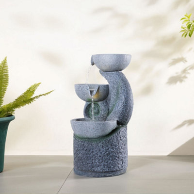 Thehotsale 3 Bowls Solar-Powered Water Fountain Outdoor Garden Decor