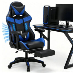 Ergonomic Massage Gaming Chair Height Adjustable Lumbar Support - thumbnail 3
