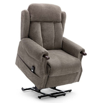 More4Homes Rise Recliner Chair With Single Motor, Remote Control And Pocket Storage In Brown Fabric - image 1