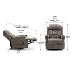 More4Homes Rise Recliner Chair With Single Motor, Remote Control And Pocket Storage In Brown Fabric - thumbnail 9