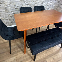Doubs  Modern Dining Table 6-Piece Dining Table Set With 4 Black Velvet  Chairs And Bench - thumbnail 5