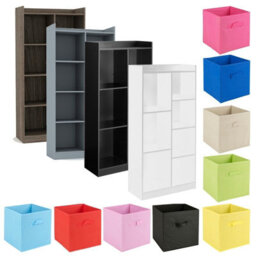 Urbn-Living Urbnliving 128Cm Height Tall Grey Wooden 7 Cube Bookcase Shelving Display Storage Unit With Multi Colour Cabinet - thumbnail 2
