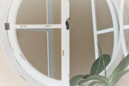 Aspect Furniture Round Window Garden Decorative Mirror-Distressed White - thumbnail 7