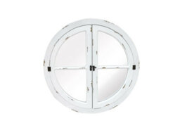 Aspect Furniture Round Window Garden Decorative Mirror-Distressed White - thumbnail 2
