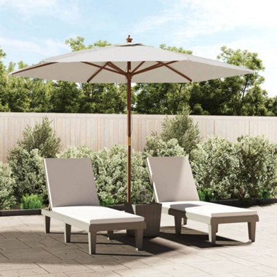 Berkfield Garden Parasol With Wooden Pole Sand 299X240 Cm - image 1