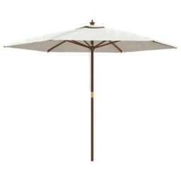 Berkfield Garden Parasol With Wooden Pole Sand 299X240 Cm - thumbnail 2
