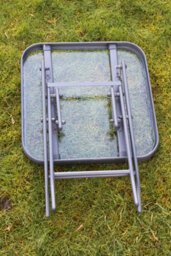 Garden Market Place Metal Framed Glass Top Folding Garden Side Table - thumbnail 3