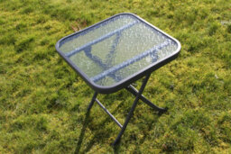 Garden Market Place Metal Framed Glass Top Folding Garden Side Table - thumbnail 2