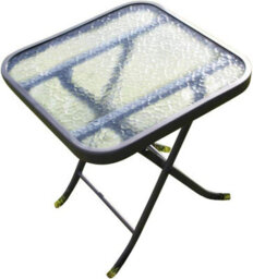 Garden Market Place Metal Framed Glass Top Folding Garden Side Table