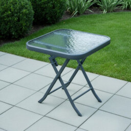 Garden Market Place Metal Framed Glass Top Folding Garden Side Table - thumbnail 4