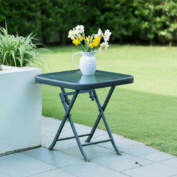 Garden Market Place Metal Framed Glass Top Folding Garden Side Table - thumbnail 6