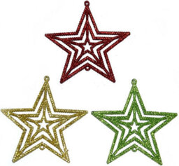 Shatchi 3Pcs Glitter Stars Christmas Tree Xmas Party Hanging Ornament Décor,1Pk - thumbnail 6