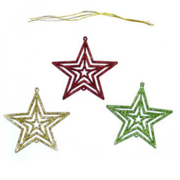 Shatchi 3Pcs Glitter Stars Christmas Tree Xmas Party Hanging Ornament Décor,1Pk - thumbnail 1