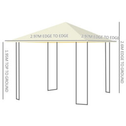 Outsunny Garden Gazebo Awning Tent Marquee Water Resistant Steel Cream 3Mx3M - thumbnail 3