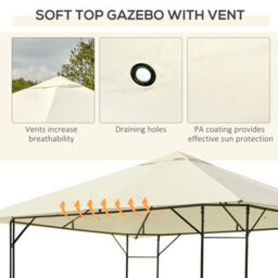 Outsunny Garden Gazebo Awning Tent Marquee Water Resistant Steel Cream 3Mx3M - thumbnail 5