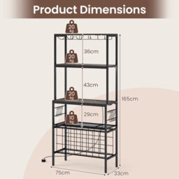 Gainoom Wine Organizer Grey Multi-Tier Bakers Rack With Mug Holders & 24 Bottle Holders - thumbnail 2