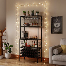 Gainoom Wine Organizer Grey Multi-Tier Bakers Rack With Mug Holders & 24 Bottle Holders - thumbnail 3