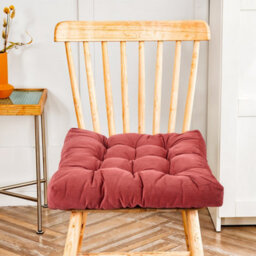 Living And Home Supportive And Comfortable Corduroy Chair Cushion Seat Pad Tatami Cushion Indoor And Outdoor 55Cm W X 55Cm D X 5Cm H Red - thumbnail 3