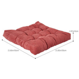 Living And Home Supportive And Comfortable Corduroy Chair Cushion Seat Pad Tatami Cushion Indoor And Outdoor 55Cm W X 55Cm D X 5Cm H Red - thumbnail 9
