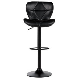 Wyld And Coco Novalux Bar Stool Set 2 Black Faux Leather Adjustable Height Swivel, Foam-Padded Seats, Iron Frame - thumbnail 5