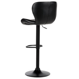 Wyld And Coco Novalux Bar Stool Set 2 Black Faux Leather Adjustable Height Swivel, Foam-Padded Seats, Iron Frame - thumbnail 6