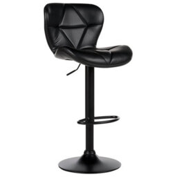 Wyld And Coco Novalux Bar Stool Set 2 Black Faux Leather Adjustable Height Swivel, Foam-Padded Seats, Iron Frame - thumbnail 4