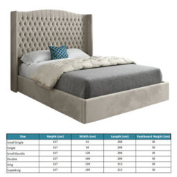Snuggler Curved Top Winged Upholstered Soft Velvet Designer Bed Frame - thumbnail 5