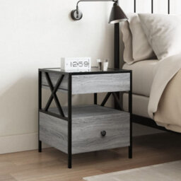 Berkfield Bedside Table With Infinity Led Grey Sonoma 40X40X51 Cm - thumbnail 4
