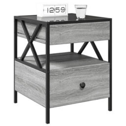 Berkfield Bedside Table With Infinity Led Grey Sonoma 40X40X51 Cm - thumbnail 5