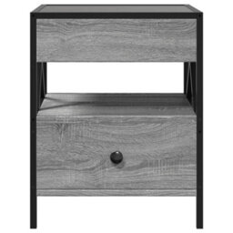 Berkfield Bedside Table With Infinity Led Grey Sonoma 40X40X51 Cm - thumbnail 6