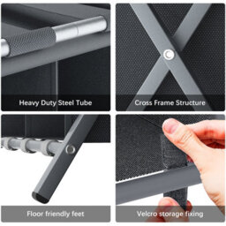 Huhote Two Tier Metal Folding Luggage Rack Stand With Storage 2 X Grey Suitcase Stands For Home Hotel Suitcase Holders - thumbnail 7
