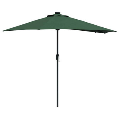 Berkfield Modern Garden Parasol With Led Strip Lights Green Fabric