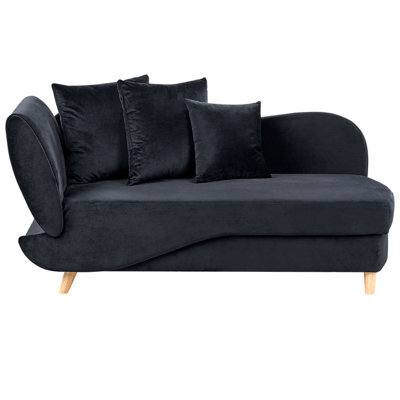 Beliani Left-Hand Chaise Longue Meri Velvet Black With Storage - image 1