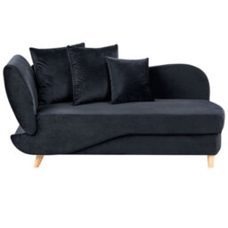 Beliani Left-Hand Chaise Longue Meri Velvet Black With Storage