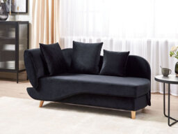 Beliani Left-Hand Chaise Longue Meri Velvet Black With Storage - thumbnail 2