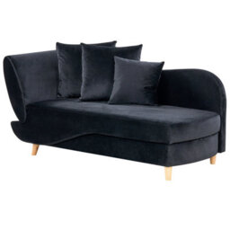 Beliani Left-Hand Chaise Longue Meri Velvet Black With Storage - thumbnail 4