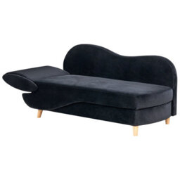 Beliani Left-Hand Chaise Longue Meri Velvet Black With Storage - thumbnail 5