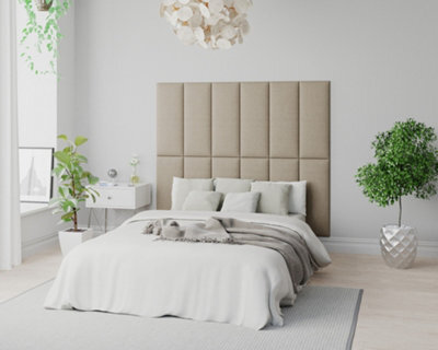 Aspire Easymount Wall Mounted Upholstered Panels, Modular Diy Headboard In Eire Linen Fabric, Natural (Pack Of 2) - image 1