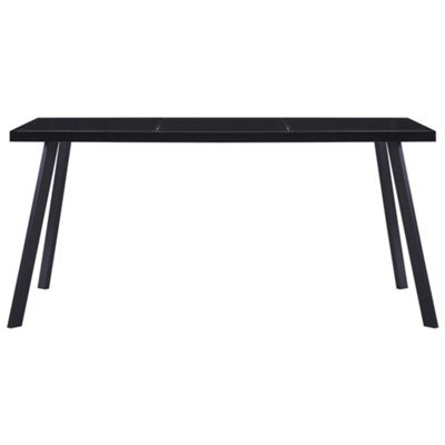 Berkfield Industrial Dining Table Black 180X90X75 Cm Tempered Glass - image 1