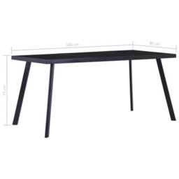 Berkfield Industrial Dining Table Black 180X90X75 Cm Tempered Glass - thumbnail 5